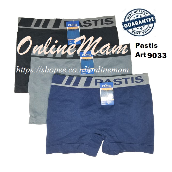 Harga 1 pcs CD-CD Boxer Pria PASTIS Premium Nylon 9033 / Celana Dalam Boxer Laki Cowok Pastis