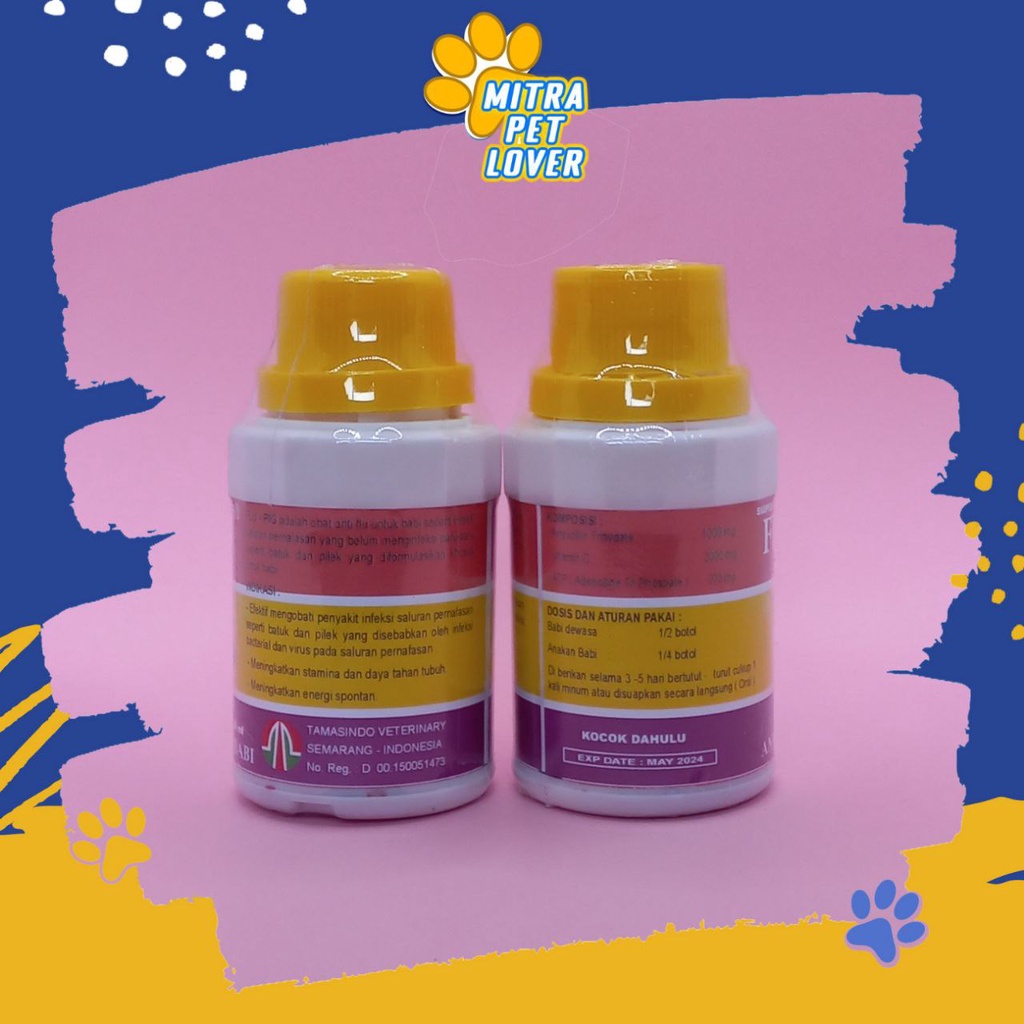 OBAT FLU BABI - FLU-PIG 120 ML ORIGINAL - MENYEMBUHKAN PILEK BATUK NGOROK INFEKSI PARU PADA PIG OLEH BAKTERI &amp; VIRUS - TINGKATKAN IMUN &amp; STAMINA DAYA TUBUH - MURAH GARANSI KUALITAS ASLI - PET ANIMAL TAMASINDO OBAT &amp; VITAMIN TERNAK HEWAN MITRAPETLOVER