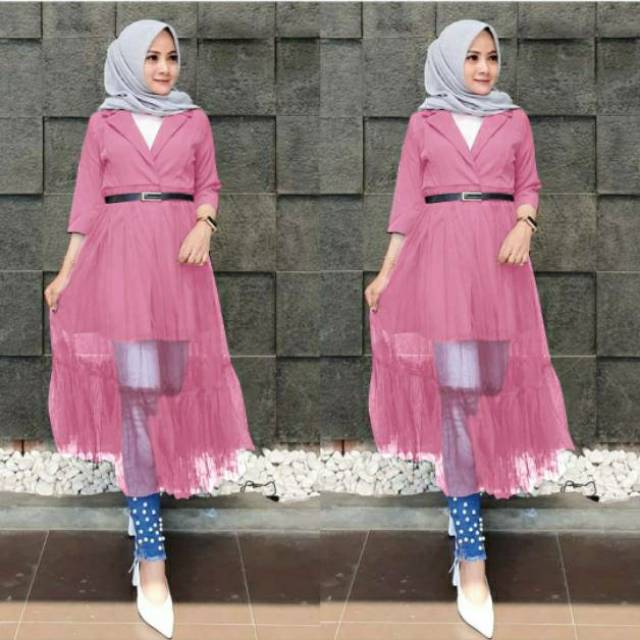 BLAZER WANITA OUTERWEAR PANJANG JENICE JUMBO MURAH MODERN KATUN DENIM LONGCOAT MURAH SAKURA MUSLIMAH