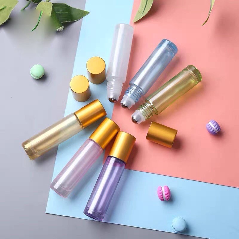 BOTOL ROLL ON 10ml / PEARL GLITTER ROLLER BOTTLE 10ml / BOTOL KACA ROLL ON 10ml PASTEL TEBAL
