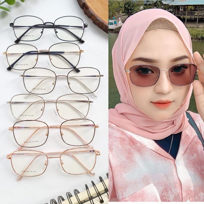 frame kacamata KODE 6333 TERBARU frame MINUS pria/Wanita, Paket PHOTOCHROMIC antiradiasi