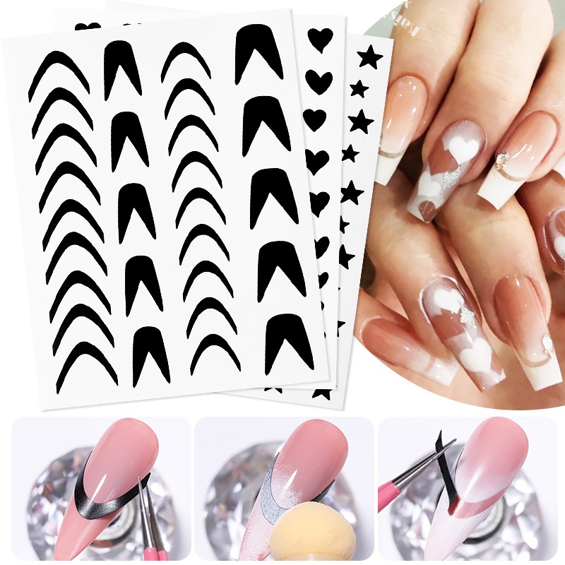 Stiker Kuku 3D Motif Kupu-Kupu / Bintang / Hati Hollow Untuk Dekorasi Nail Art DIY