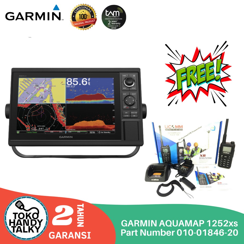 GARMIN AQUAMAP 1252XS DISPLAY WITH SE-ASIA BLUECHART 010-01846-20 NEW ORIGINAL GARANSI RESMI TAM