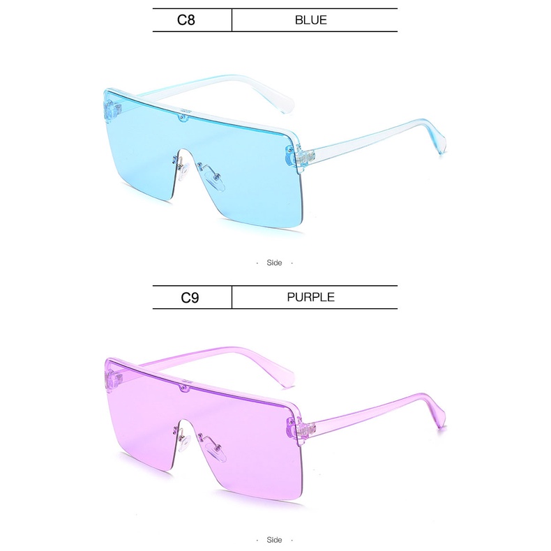 Kacamata Hitam UV400 Bentuk Kotak Oversized Tanpa Bingkai Warna Gradasi Pink Gaya Retro Untuk Wanita