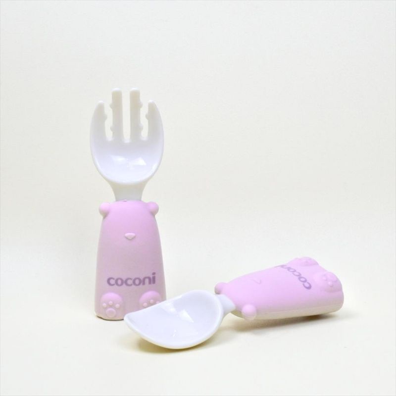Coconi Little Bear Fork &amp; Spoon Set / Sendok Garpu Bayi BLW