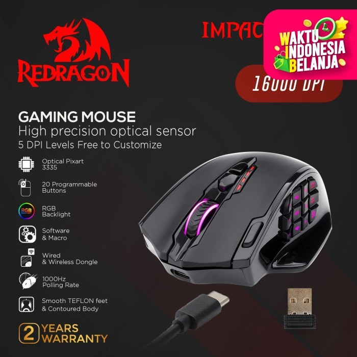 Redragon Dual Mode Gaming Mouse RGB IMPACT ELITE - M913