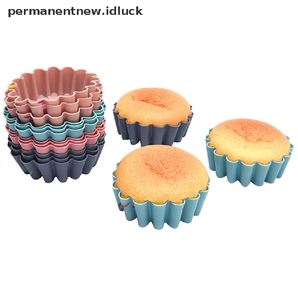 6 Pcs Cetakan Kue Muffin Cupcake Bahan Silikon Food Grade Dapat Digunakan Kembali Untuk Dapur