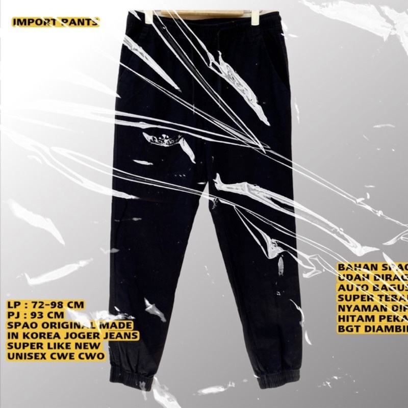 SPAO ORIGINAL/SPAO JOGGER/SPAO PANTS/BLACK JOGGER JEANS/BRANDED JEANS/HW JEANS JOGGER/PANTS/JOGGER/K