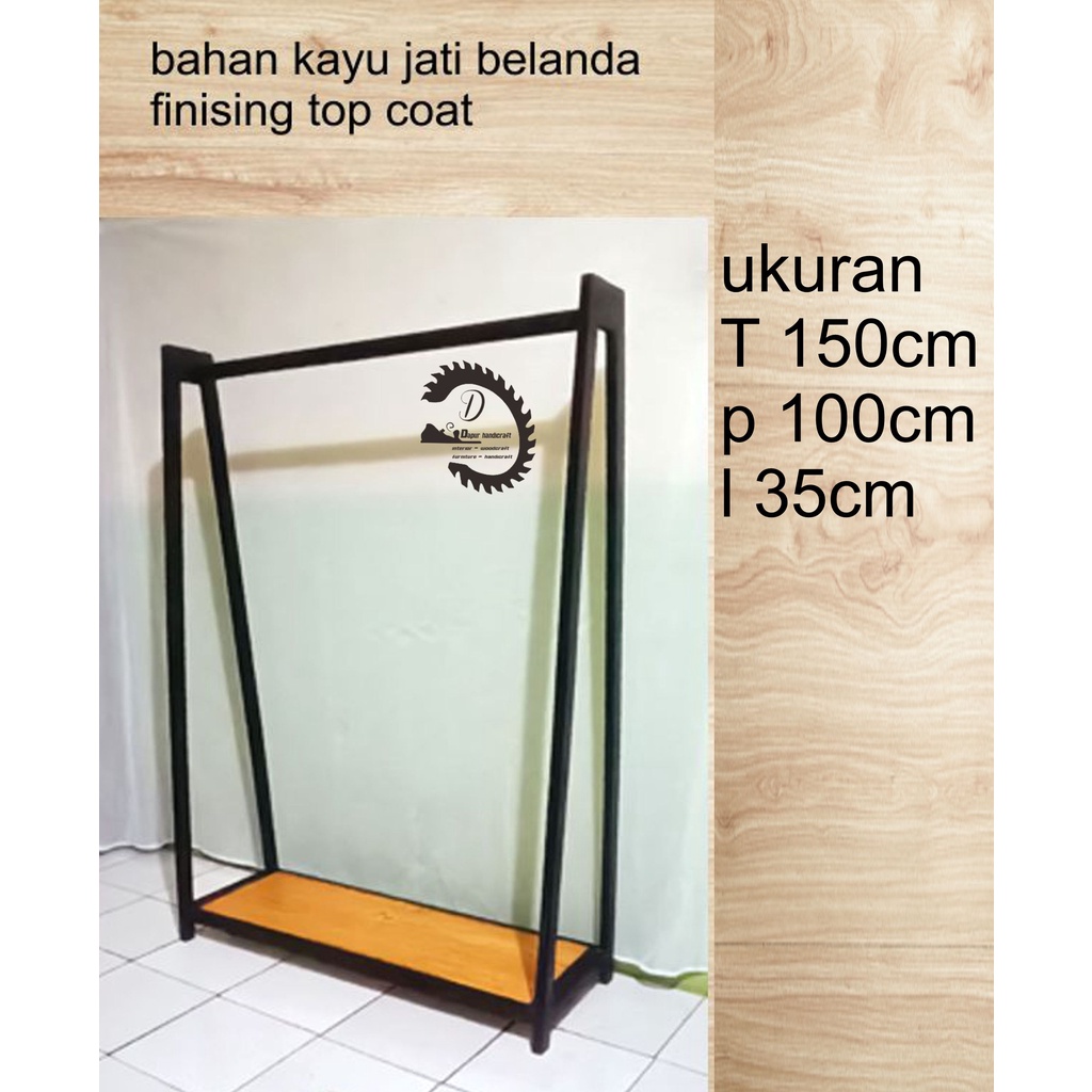 STAND HANGER GANTUNGAN BAJU KAYU  A UKURAN BESAR KAYU AESTHETIC