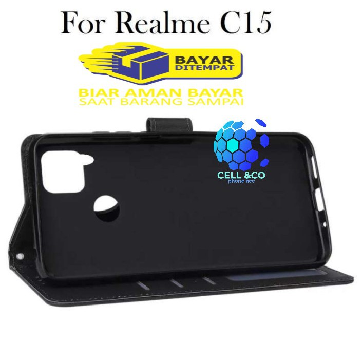 Flip cover REALME C15 Flip case buka tutup kesing hp casing flip case leather wallet