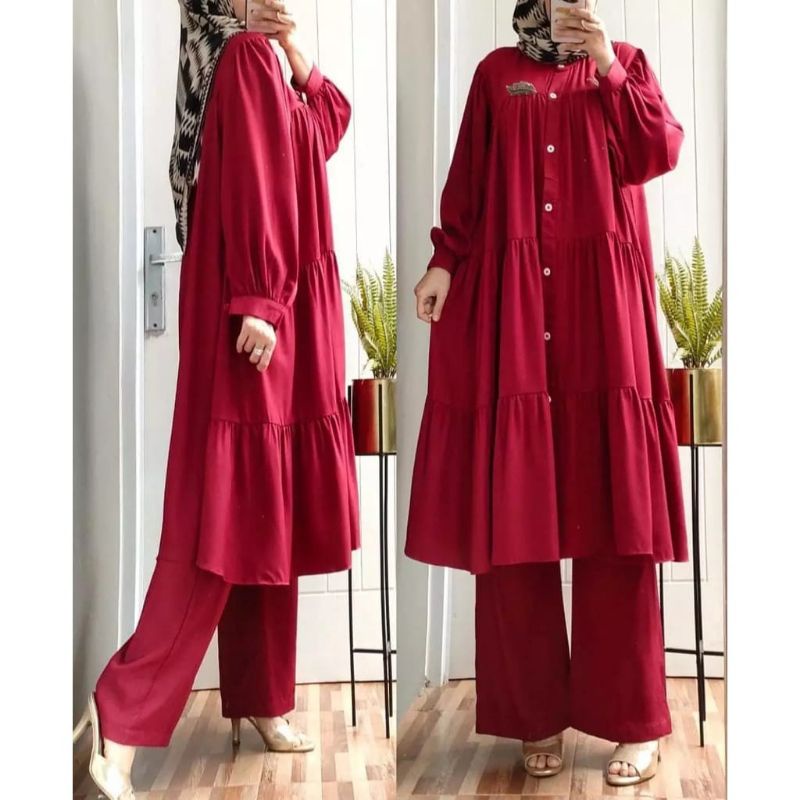 FASHION STYLE ONE SET RUFUZA RUFFLE DAILY BUSUI TUNIK SET WOLFIS