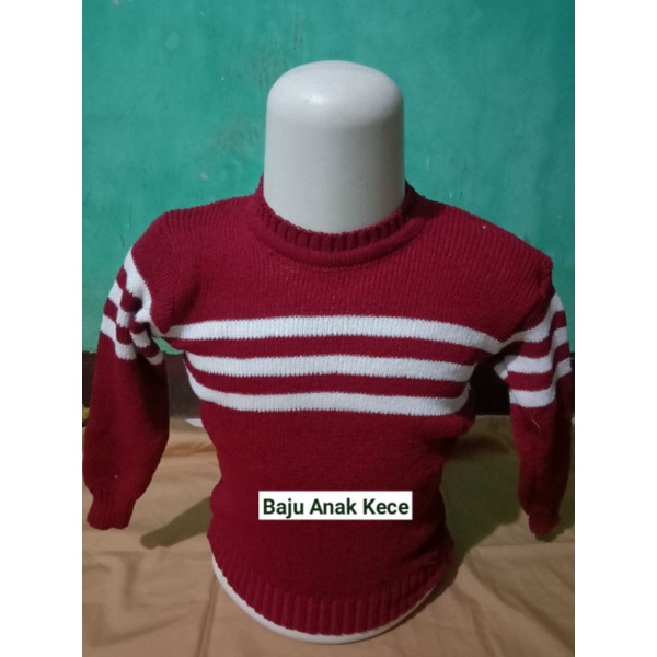 1 2 3 Tahun Sweater Anak Unisex  Salur 3 Baju Atasan Rajut Anak