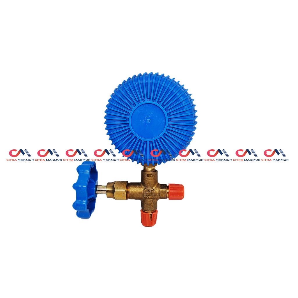 Manifold Single R22 R410 R32 Alat Test Freon AC Kulkas Refrigrant R 32 410 R410a R22 dobel high low manifol BIru