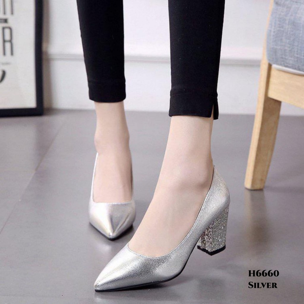 PRF RESTOCK Sepatu High Heels Shallow Glitters H6660