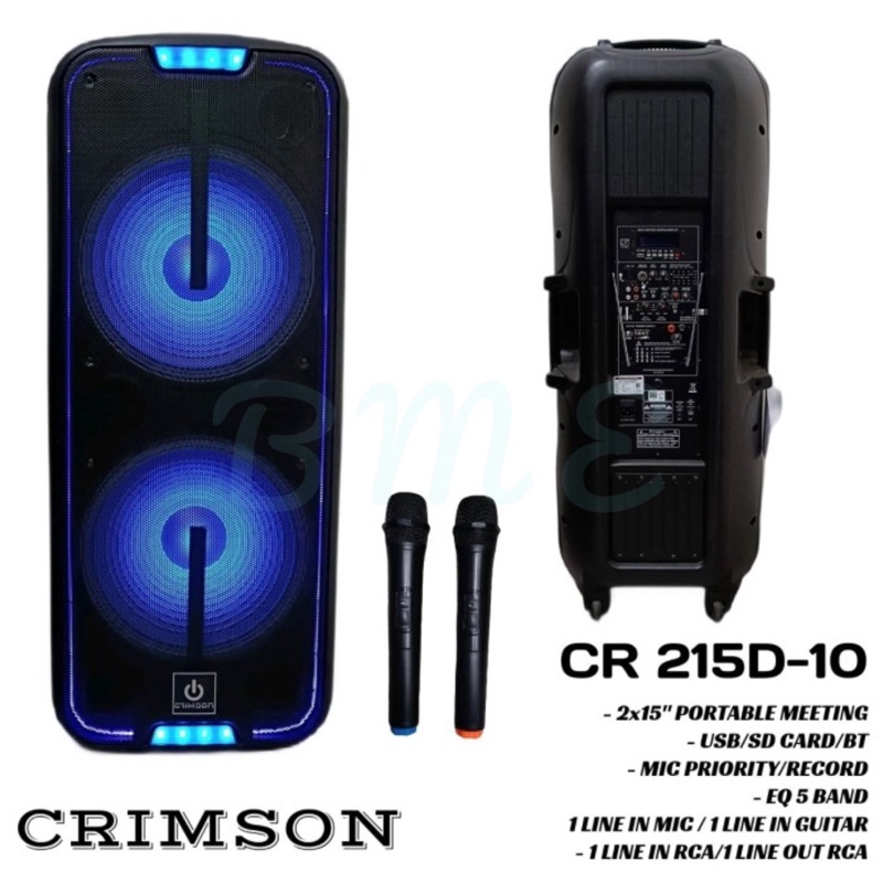 CRIMSON CR 215D 10 SPEAKER AKTIF 15 INCH PORTABLE DOUBLE WOOFER