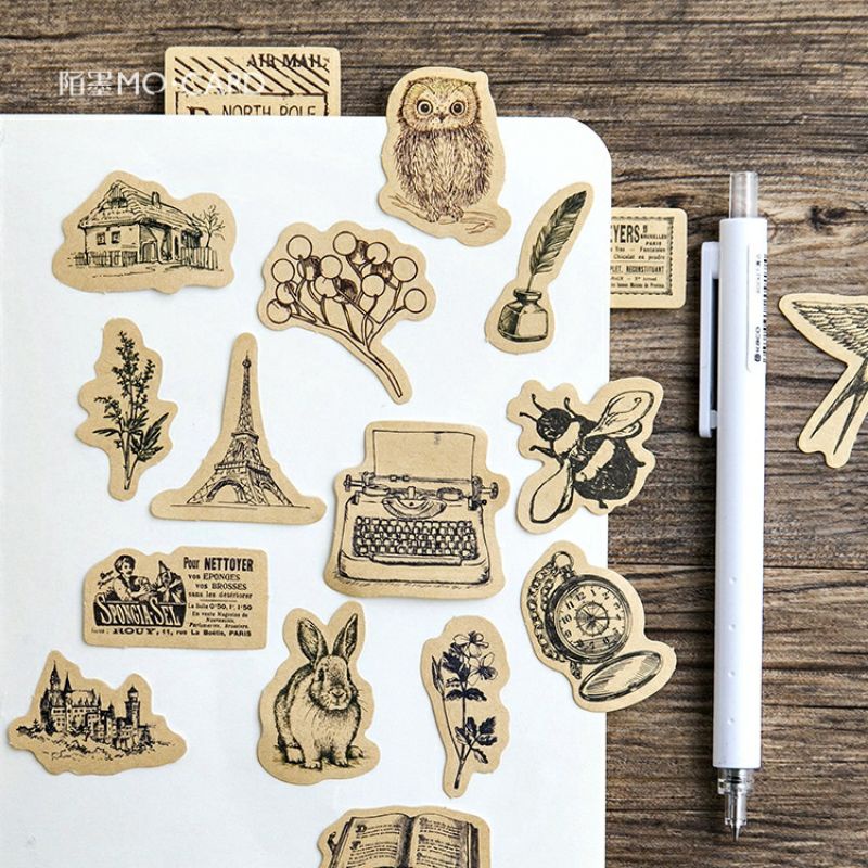 

45Pcs Stiker Desain Koran dan Binatang untuk Jurnal / Diary / Scrapbook