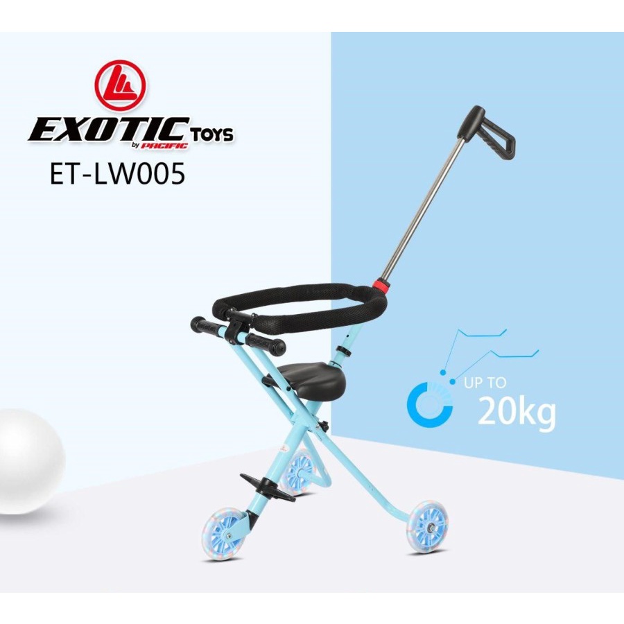 Stroler Anak Bayi Balita Kursi Dorong Micro Stroller Trike Exotic ET LW005 Lipat Garansi SNI-Blue