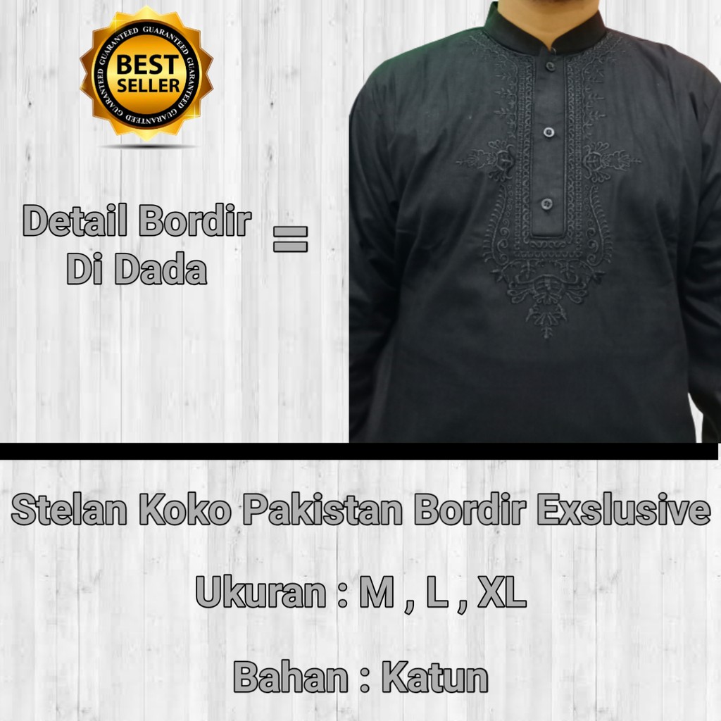 Stelan Koko Pakistan Hitam Exslusive Premium/Harga Grosir/Best Seller/Bisa Bayar di Tempat