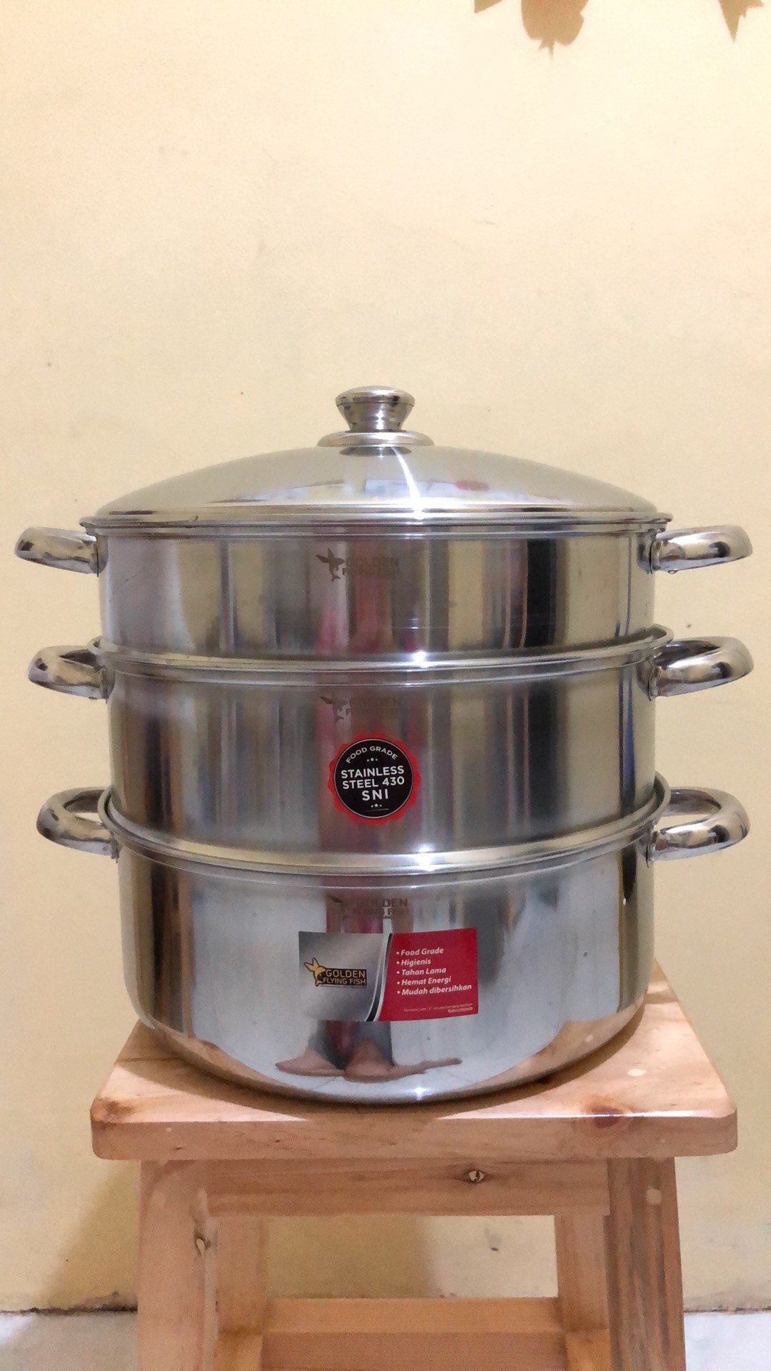 Panci Steamer Serba Guna Kukusan Susun 3 ( 30 Cm ) Stainless Steel