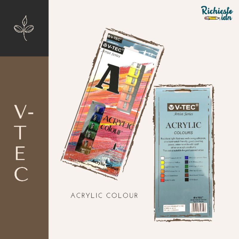 

Acrylic Acrilic Vtec Cat acrylic 12x12ml 12warna V-tec