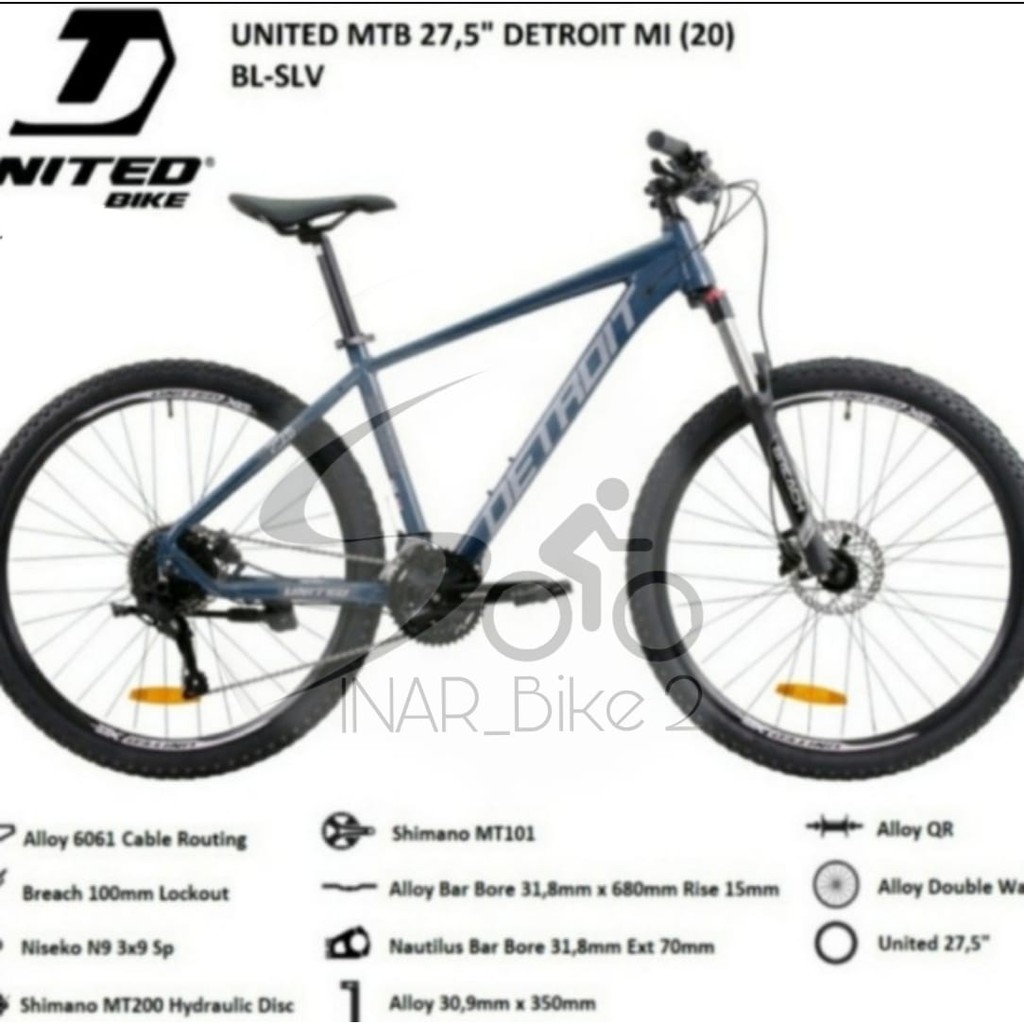 Sepeda Gunung 27,5Inch Mtb United Detroit Mi Alloy 3x9Speed