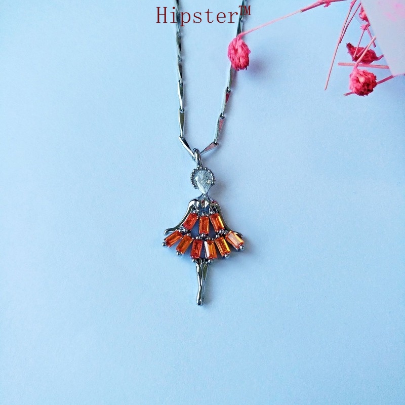 Refined Personalized Ballet Fashion Colorful Gemstone Pendant Elegant Necklace