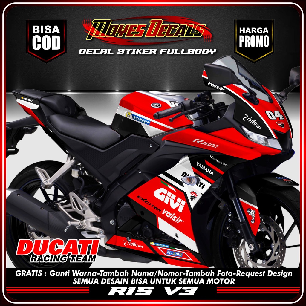 Sticker Striping Decal Yamaha R15 V3/V2, Sticker Decal R15 V3/V2, Sticker R15 , striping R15 Motif D