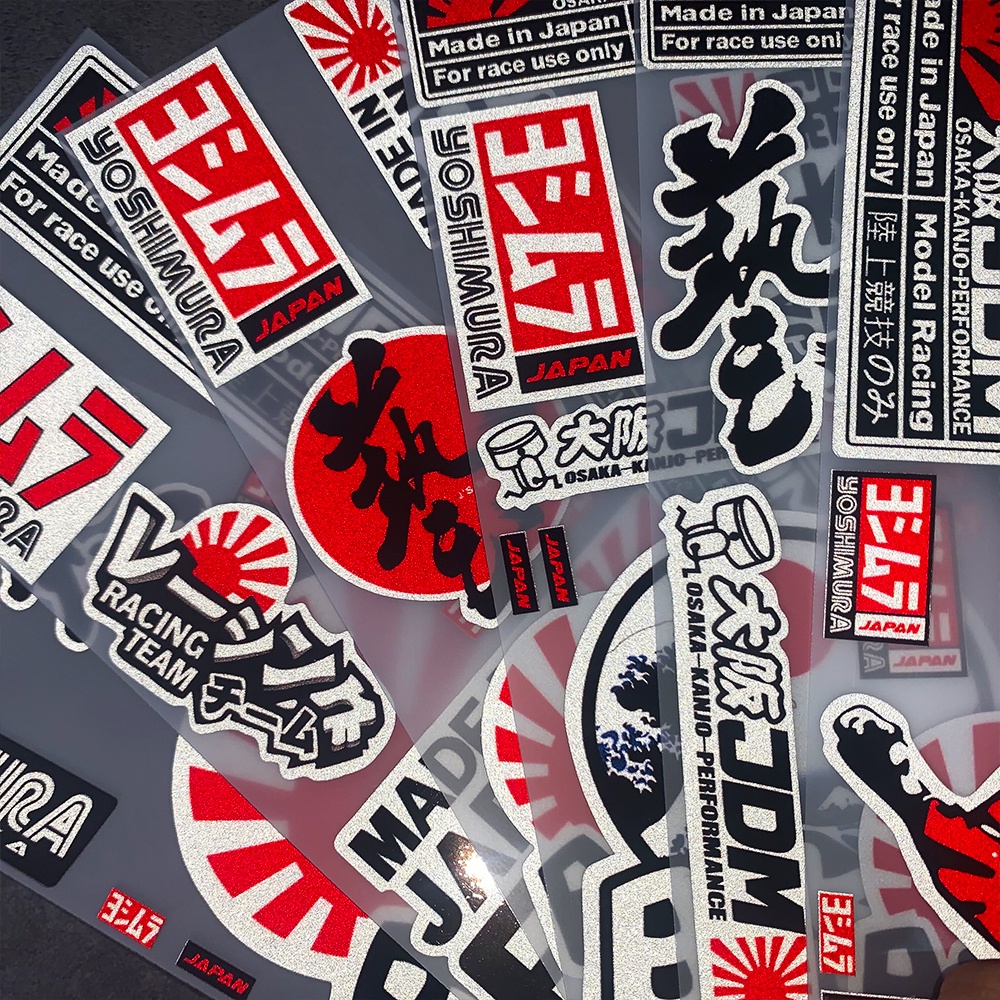 JDM Stiker Sepeda Motor Yoshimura Stiker Helm Reflektif Osaka Stiker Gaya Jepang