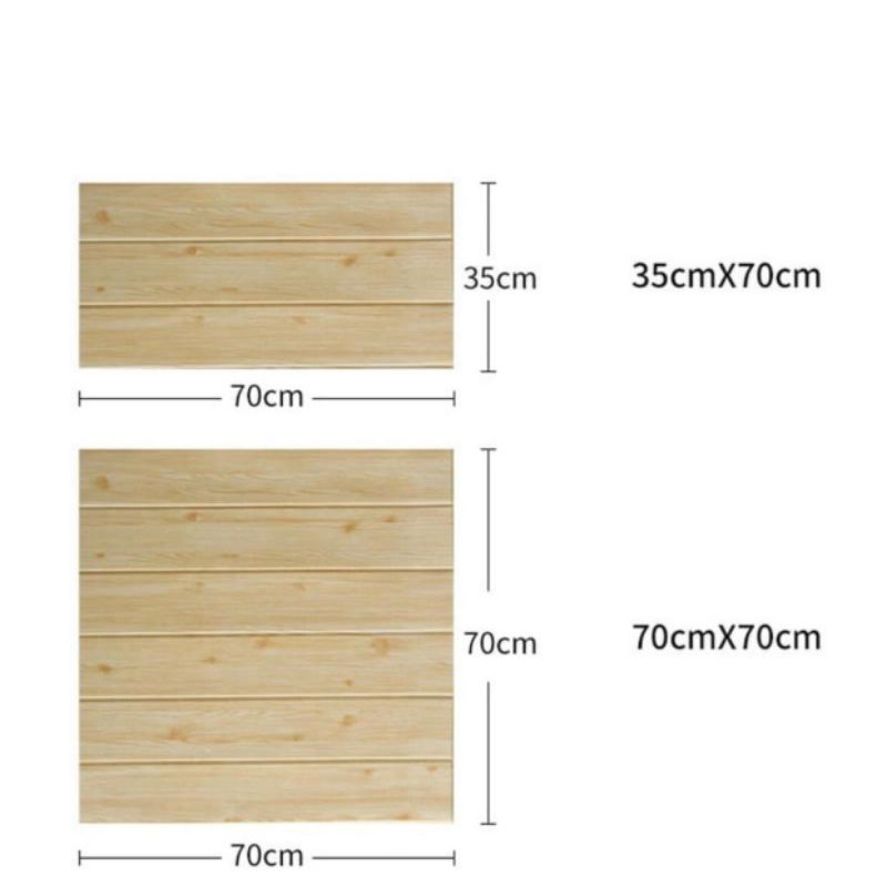 wallpaper dinding 3D foam motif kayu uk 35x70cm/coklat muda/abu abu-4