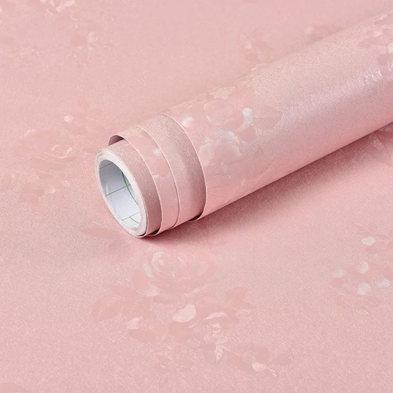 COD ( BAYAR DI TEMPAT ) Wallpaper Sticker Dinding Bertekstur Salur Daun Ungu Pink Putih Cream Biru Abu Hitam Navy Hijau Tosca Kuning Merah Coklat Salur Bunga Batik Batu Bata 3D Kotak Segitiga minimalis Baju Celana Sendal Kaos Gamis Celana Dalam Kosmetik-pink bunga