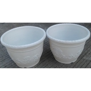 Pot Shallom KB Glory 20 Cm PUTIH Motif  Pot 20 Plastik 20 