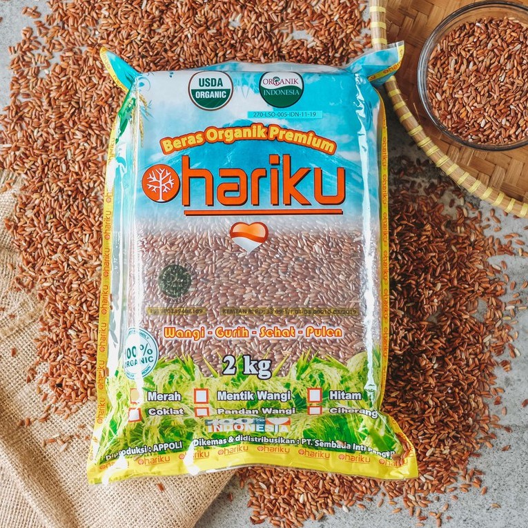 Hariku, Organic Red Rice 2 kg (Beras Merah Organik)