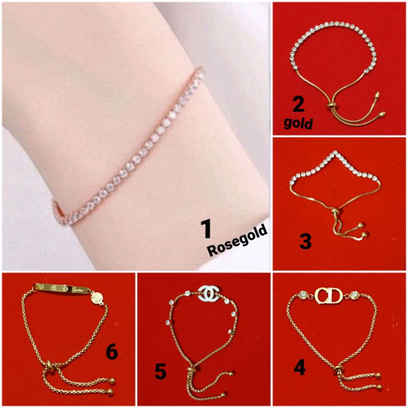 Gelang Serut Titanium Wanita Korea Anti Karat