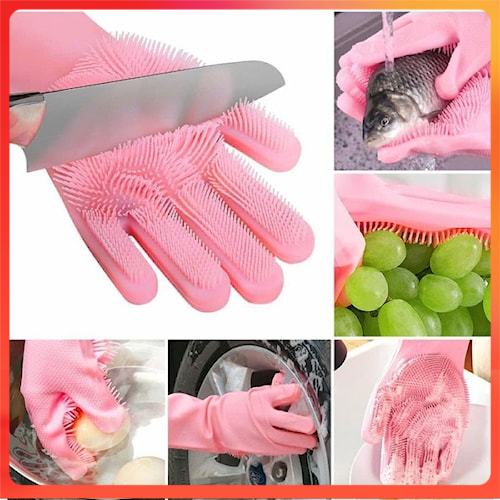 STCPR Sarung Tangan Silikon Karet Cuci Piring Tebal Anti Panas Tebal Mr DIY Perlengkapan Rumah Kjper