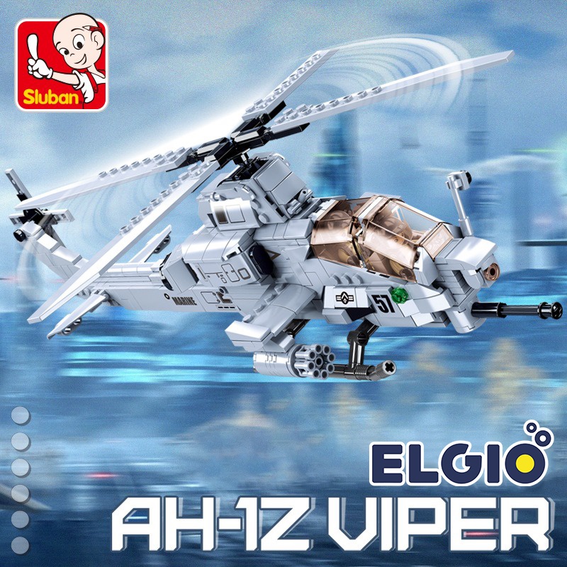 Sluban Bricks Helikopter Perang Tempur Attack Helicopter M38 B0838