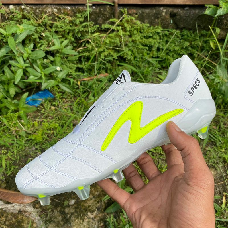 Sepatu Bola Specs Porto FG Putih List Stabilo Sol Bening
