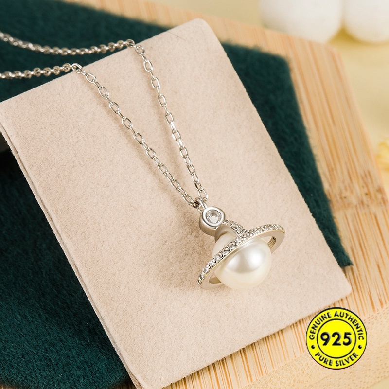 Kalung S925 Silver Aksen Mutiara Bintang Berlian