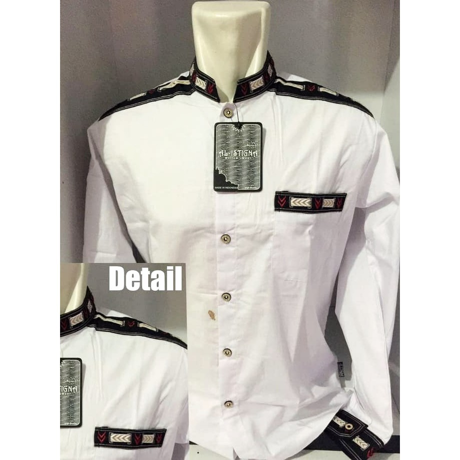 Baju Koko Motif Tali Putih