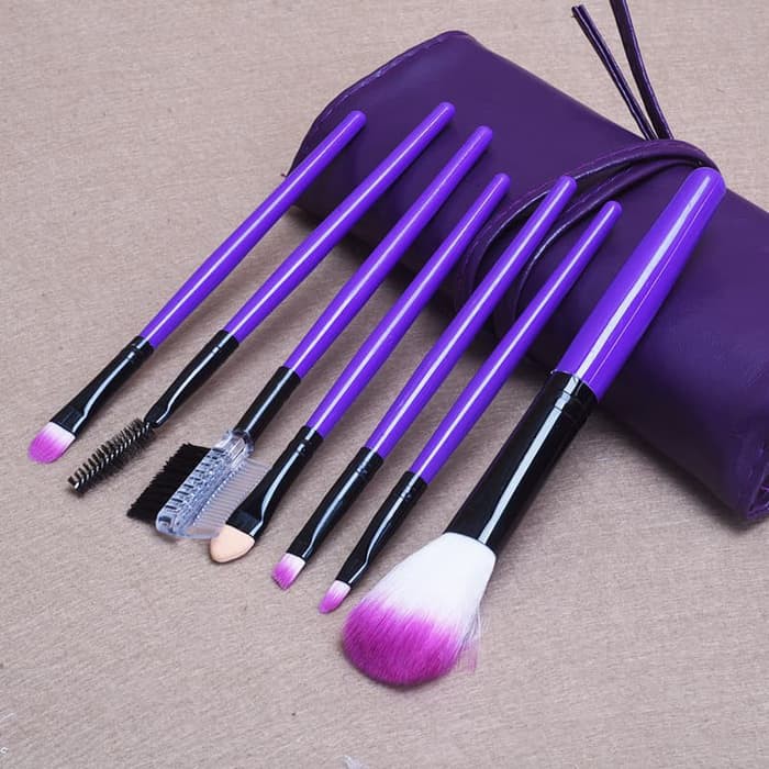 Image of Promo Makeup Brush 7pcs Paket Set Kuas Make Up brush set dengan pouch PU #3