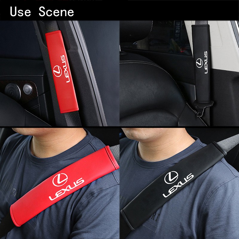 Car Seat Belt Cover Universal Leather Car Safety Belt Auto Shoulder Protector Strap Pad Cushion Cover For Lexus IS250 NX200T RX200T CT200H ES250 RX350 RX300 NX300 RX270 GS350 UX200 GS300 LX470 LX570 ES300 IS430 LM350 NX300H