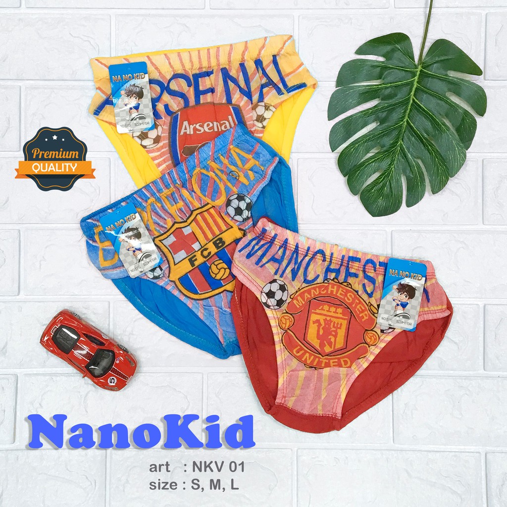 NANOKID | Celana Dalam Anak Cowok Club Bola / Sablon CLUB BOLA / art NKV 01