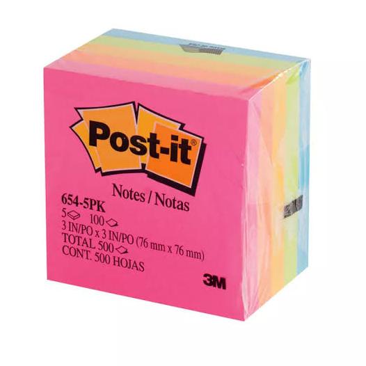 

Post-it notes 3M 654 colour (isi 5 pad) Star Seller Termurah