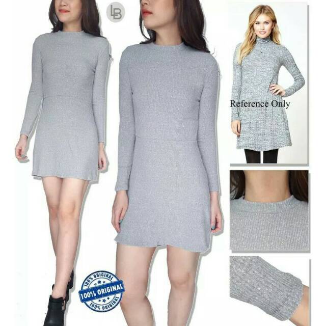 Dress forever21 grey ribbed knit crew neck