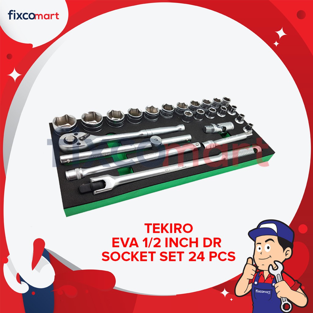 Tekiro Eva 1/2 Inch Dr Socket Set 24 Pcs