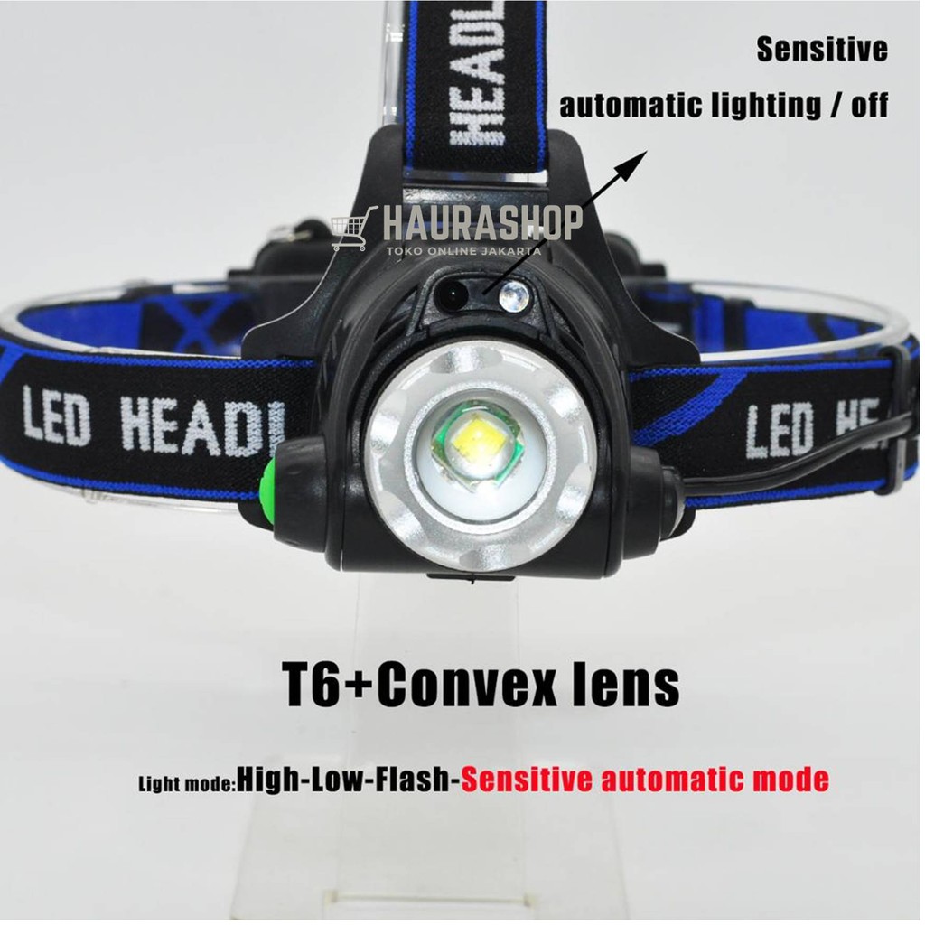 AHT 404 Senter Kepala LED Cas Zoom Zoomable Sensor Gerak Super Terang Anti Air Wajib Punya 3000Lumens AHT404