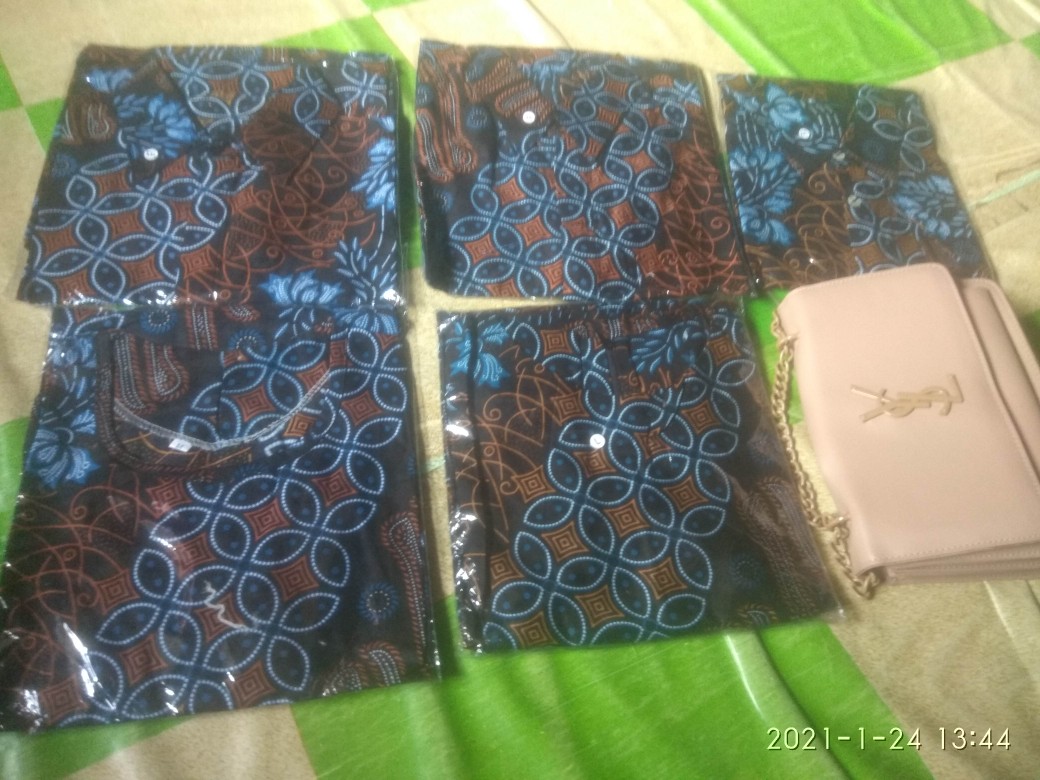 Batik Couple Keluarga Sania Ruffle Ori Ndoro Jowi Dnt Motif Seno Biru