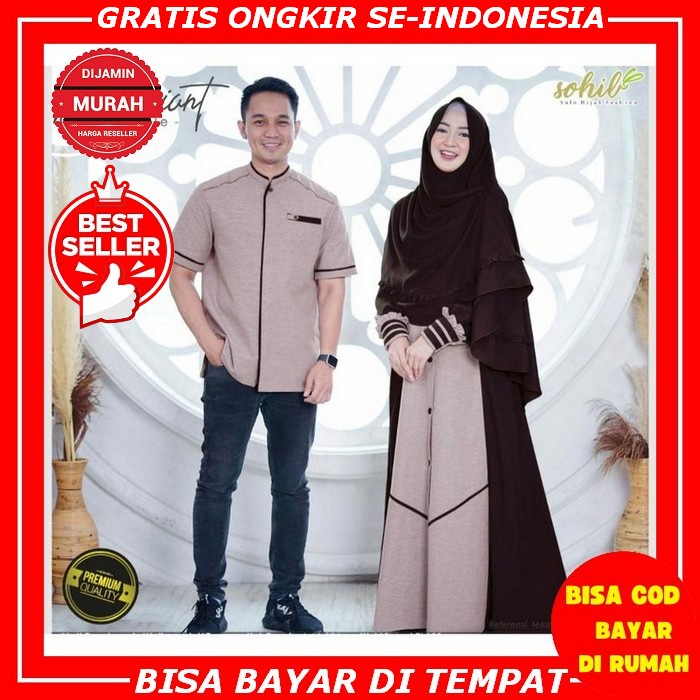 Baju Gamis Dress Brukat Brokat Couple Lengan Tangan Panjang Lapis Furing Untuk Pasangan Kondangan Pe