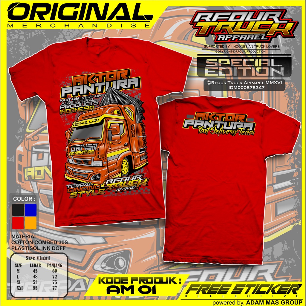 PROMO/OBRAL KILAT/KAOS TRUCK AKTOR PANTURA DEWASA LENGAN PENDEK PRIA BAJU KAOS TRUCK RACING KAOS TRUCK MODIF KAOS TRUCK OLENG DRIVER MUDA KAOS TRUCK DISTRO PREMIUM FREE STIKER ORIGINAL RFOUR TRUCK APPAREL