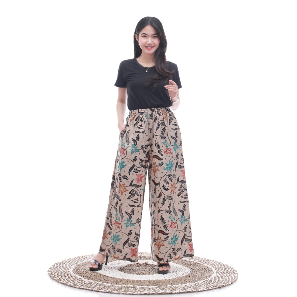 Kulot Panjang Wanita Bahan Katun Nyaman Ada Saku Murah Muat Jumbo Pinggang Elastis-rambatan