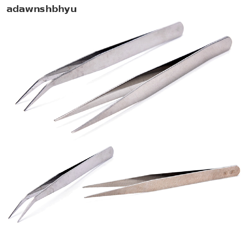 [adawnshbhyu] 2pcs Pinset Siku Lurus Stainless Steel Patchwork Hook Pick-up Alat Makeup